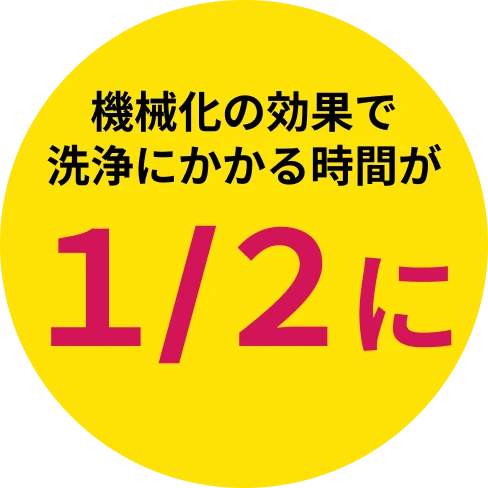 機械化の効果で洗浄にかかる時間が1/2に